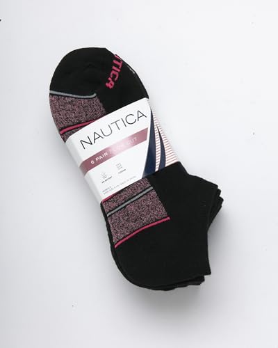 Image of Nautica Womens No Show Socks Moisture Wicking Low Cut Athletic Socks 6 Pack | Moisture Wicking Dri-Motion Fabric, Cushioned Key Areas, Banded Arch Support, No Show Low Cut, Shoe Size 4-10