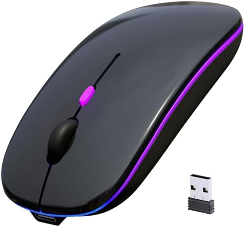 （12:00時点） SaikoMausu(サイコマウス) ワイヤレスマウス マウス Bluetooth 2.4GHz 無線 静音 薄型 マウス Type-C 充電式 省エネルギー 3DPIモード 7色ライト付き パソコン PC ipad Mac/Windows/surface/Microsoft Proに対応 starlight black