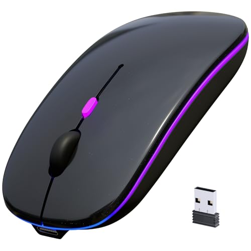 SaikoMausu(サイコマウス) ワイヤレスマウス マウス Bluetooth 2.4GHz 無線 静音 薄型 マウス Type-C 充電式 省エネルギー 3DPIモード 7色ライト付き パソコン PC ipad Mac/Windows/surface/Microsoft Proに対応 starlight black