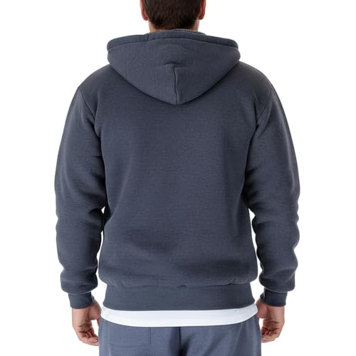 Image of MINANUO Zip Up Hoodie Men Warm Heavyweight Sherpa Lined Fleece Hoody Jacket Winter Coats