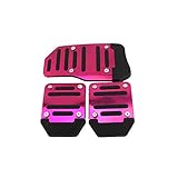 Universal Car Vehicles Ports No Drill Non-Slip Performance Car Rest Pedal Brake and Gas Pedal Covers Accessories Replacement Pedal Aluminum Alloy Pedals Set MT red 3Pcs