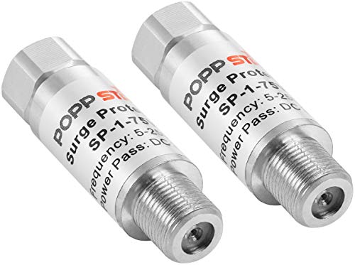 Poppstar 2X Sat Antenna Overvoltage Protection (Adaptador F-Plug to F-Socket), para Sistemas de Cable coaxial y satélite (Antenas, coaxiales, TV por Cable, DVB-S, DVB-T, LNB)