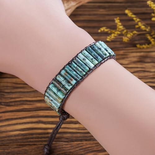 Image of Plumiss Women Boho Handmade Natural Stone Crystal Leather Bead Wrap Bracelets Collection