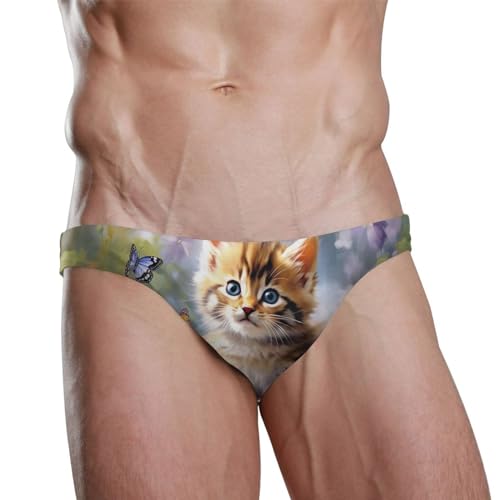 Men's Cute Cat Swim Briefs Bikini Swimsuit S 202a01912