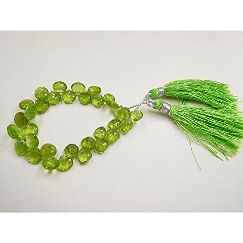 Perles péridot naturel 7x8-8x9 mm micro facetté cœur 8 pouces pour bijou