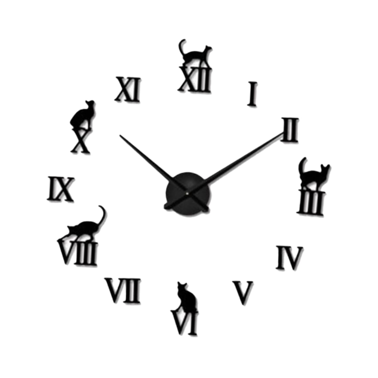 Amosfun Grandes Relojes Wall Clock Relojes de Pared para Salon reloges de Pared Relojes Pared Gatos Relojes de Pared Espejo de acrílico Relojes de Pared Black