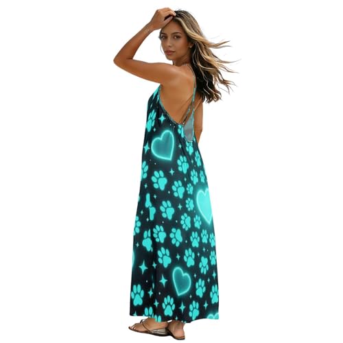 Robe caraco longue dos ouvert taille M : vêtement de plage imprimé