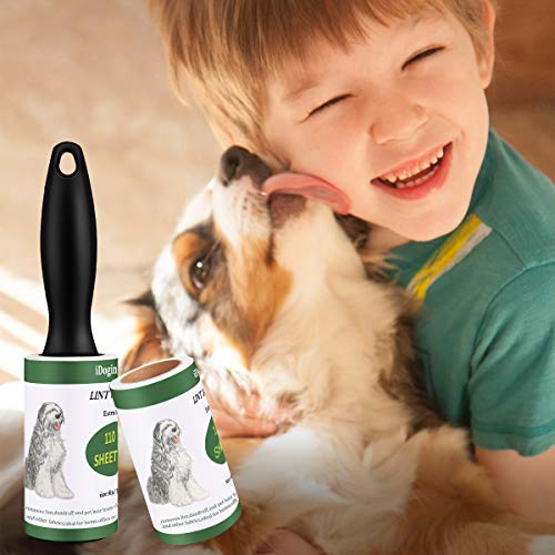 iDogin Pet Hair Roller Lint Remover Extra Sticky Lint Rollers 660 Sheets Total for Clothes, Furniture, Dog Cat Hair Removal (Supersize 110 Sheets/Refill, 2 Rollers, 6 Refills) - Thumbnail 3