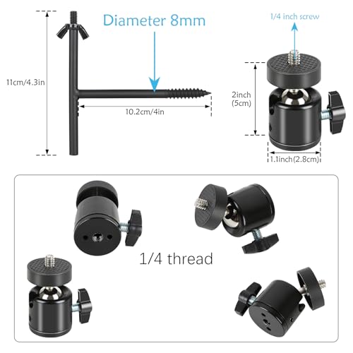 4-Pack Camera Mount T-Style Tree Stand with Mini Ball Head 360° Gimbal Outdoor Universal Holder for Security Action Hunt - Additional View