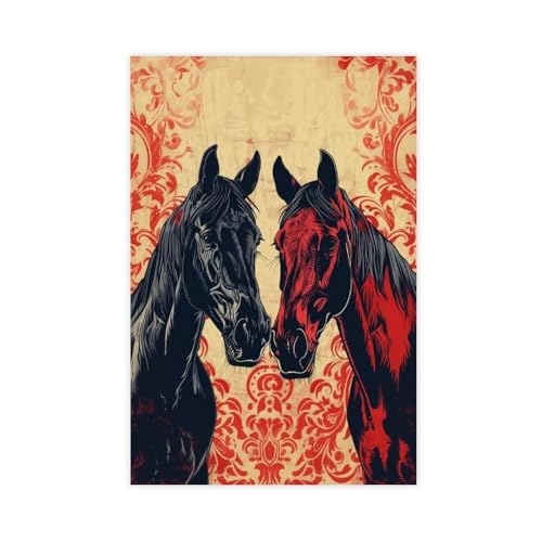 2 chevaux poster sur toile pour habiller un grand mur vide salon chambre