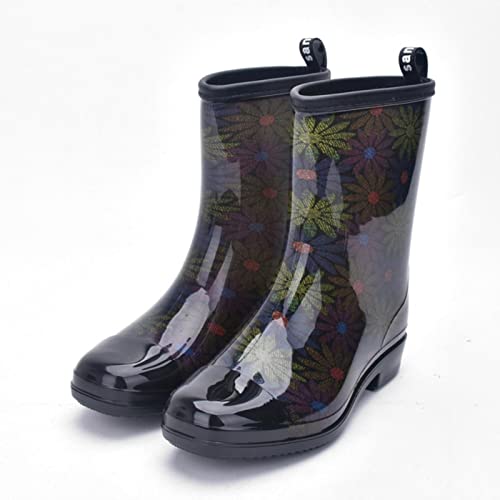 SAOEUJE Botas de lluvia para mujer, impermeables, botines de moda, floral, para mujer, primavera, otoño, botas de lluvia Cover