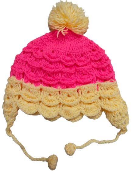 NILU CRAFT Baby (Boy and Girl) Winter one Cap, one Pair Mittens and one Pair Socks Hand Knitted by Wool (1 To 2 Year, Pink And Yellow) - Image 3 thumbnail