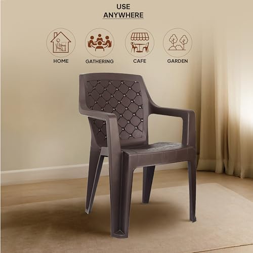 Image of Cello Squid Chair Set of 2, Matte Brown | Unbreakable, Durable & Strong | Blended PP Material, Easy to Clean | Plastic Chair for Living Room, Home & Office | 3 Years Warranty - Manufacturing Defects