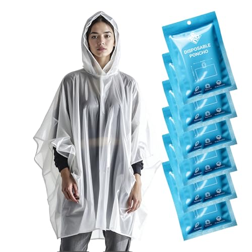 ZENO Disposable Rain Ponchos for Adults - Clear with...