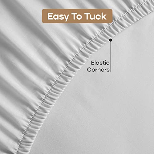 Image of SleepyCat 200TC Percale Fitted Sheets with 1 Pillowcase | 100% Breathable Cotton Bedsheet | Cool & Crsip Feel | 360 Elastic Grip for Easy Tuck| Dolphin Grey, Double Size, 72x48 Inch