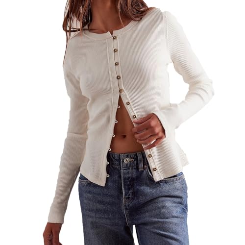 Women Slim Fitted Cardigan Button Down Long Sleeve...