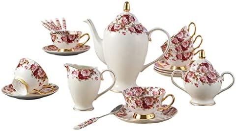 GRETD Pastoral flower bone china coffee set porcelain tea set ceramic pot creamer sugar bowl teapot teapot set (Color : A, Size : As the picture shows)