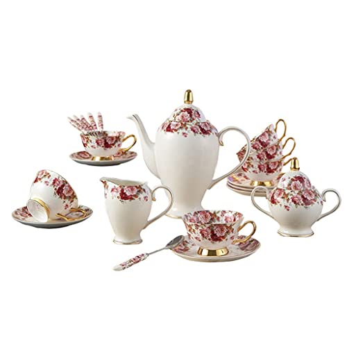 Gretd Pastoral Flower Bone China Coffee Set Porcelain Tea Set Ceramic Pot Creamer Sugar Bowl Teapot Teapot Set (Color : A, Size : As The Picture Shows) #TOP29