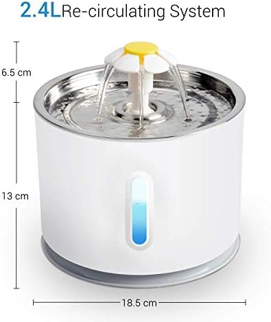 NICREW Cat Water Fountain, Pet Drinking Fountain for Small Dogs, Cat Drinking Bowl with LED Light, Stainless Steel Top, 2 Filters Included