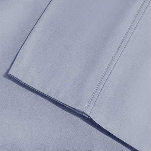 Superior Cotton Blend 1200 Thread Count Bed Sheet Set, Daily Use Bedding, Includes 1 Elastic Deep Pocket Fitted Bedsheet, 1 Flat Sheet, 2 Pillowcases, Bedroom Modern Decor, Queen, Light Blue #TOP2
