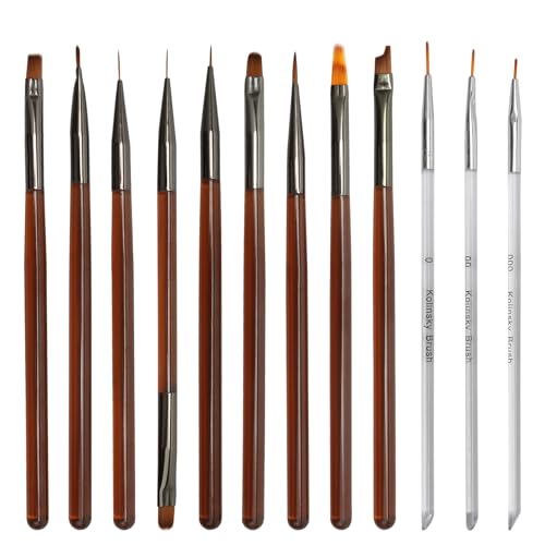 12 Pcs Nail Art Brushes Acrylic Nail Design Brushes Professional French Manicure Brush Set for Manicure Technicians and DIY Enthusiasts