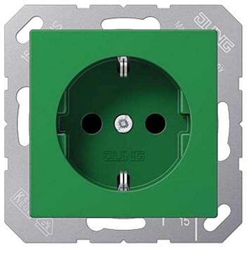 Prise Schuko Jung A 1520 BFKINA GN verte avec porte-étiquette pour alimentation de secours SV