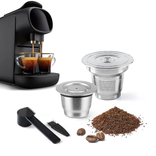 Cápsulas de café reutilizables de acero inoxidable compatibles con L'OR Barista LM8012, cápsulas de café recargables de metal para cápsulas de café espresso