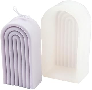 Geometric Rainbow Arch Candle Molds, Striped U-Shaped Silicone Mold, Epoxy Molds for Candle Making and Baking Making Soap ...