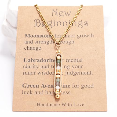 Handmade Healing Crystal Pendant Necklace Natural Gemstone Beads Copper Bar Stainless Steel Chain Reiki Yoga Jewelry Women Gift3
