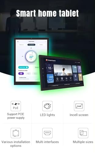 Image of 10.1 Inch Android 14 Smart Home Wall Mount Tablet with POE, WiFi 6, LED Lights, MQTT, RS-232, Proximity Sensor, 4GB /8GB RAM, 64GB ROM (Black, 64, GB, 8)