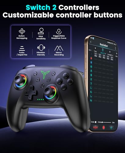 Switch 2 コントローラー 充電ベース搭載 Switch1/2代対応 ダブルホール TURBO連射 マクロ 背面ボタン付き RGBライト 1000mAh大容量 Bluetooth 無線接続 スイッチ コントローラー ジャイロセンサー 振動 プロコン Switch全世代に対応 日本語取扱説明書付き 黒
