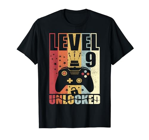 Niveau 9 Anniversaire débloqué Niveau supérieur 9e anniversaire Gamer 9 T-Shirt