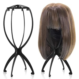 Wig Stand, Portable Wig Holder Wig Head Stand for All Wigs Travel Wig Hair Stylist Gifts for Women(black (2 pack))