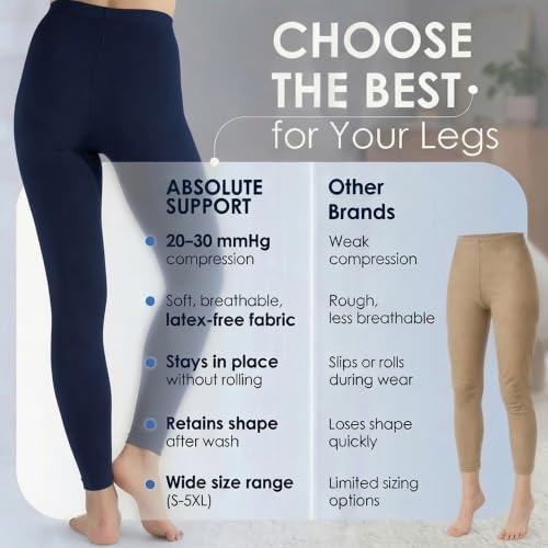 Image of ABSOLUTE SUPPORT Women Compression Leggings 20-30mmHg, Navy, Medium