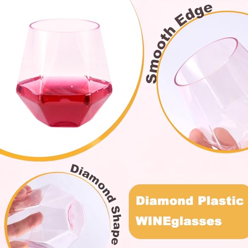 Image of Goodluck 40PCS 12oz Diamond Stemless Plastic Wine Whiskey Glass,Multi-color | Disposable Cocktail Glasses, Suitable for Weddings, Birthday Parties, Family Gatherings, Bars, etc