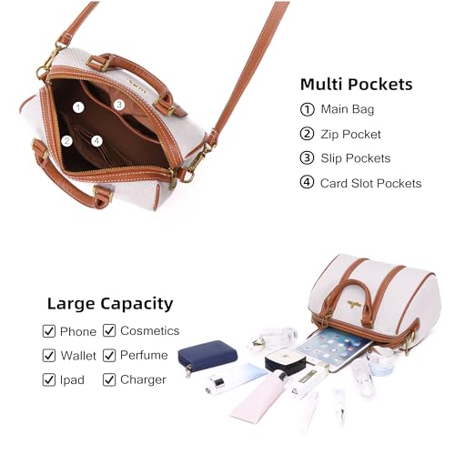 Image of Angel Kiss Women Satchel Purses and Handbags Vegan Leather Boston Barrel Bag Top Handle Shoulder Purse with Crossbody Strap | Vegan Leather