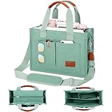 KKXIU Oversize Canvas Tote Bag for Women with Zipper and Compartments Crossbody Work Bible Messenger Purse Bag With Pockets - Green