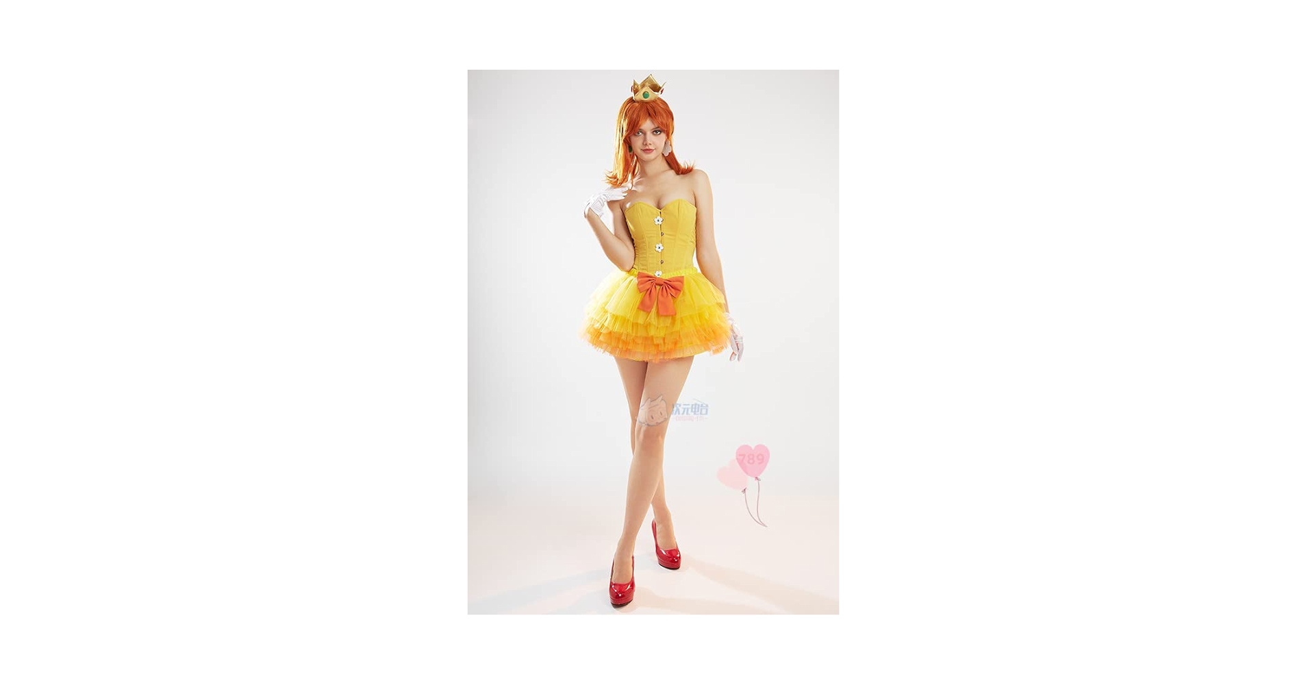 次元電台 マリオ デイジー姫 コスプレ衣装 ウィッグ・靴追加可