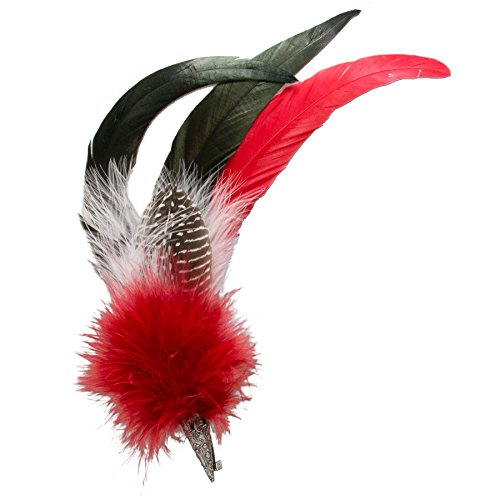 Preisvergleich Produktbild Alpenflüstern Damen Hahnenfeder-Brosche Hutfeder Farbenfroh API04600020 rot