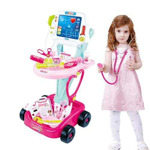 Juguetes Médicos | Kit De Carrito Médico Electrónico De Simulación | Conjunto De Juego De rol De Hospital Portátil con Accesorios | Regalo De Juego De rol De Médico Imaginativo para Niños Y Niñas