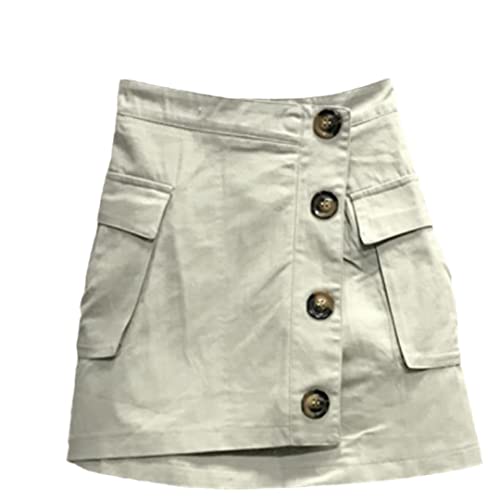 Jupe courte en denim gris femme taille haute boutonnée Alloaone