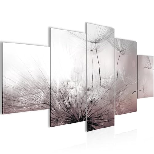 Tableau mural pissenlits 5 parties décoration salon chambre fleurs rose