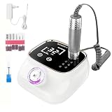 Vexnaro Torno para Uñas Profesional 45000RPM Lima Eléctrica con Pantalla LCD, Velocidad Ajustable Set Manicura y Pedicura con 12 Brocas y 50 Bandas para Uñas Acrílicas Gel Uso Doméstico Salones