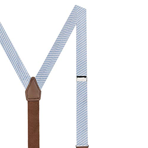 Jacob Alexander Boys' Seersucker Striped Pattern Suspenders - Baby Blue #TOP2
