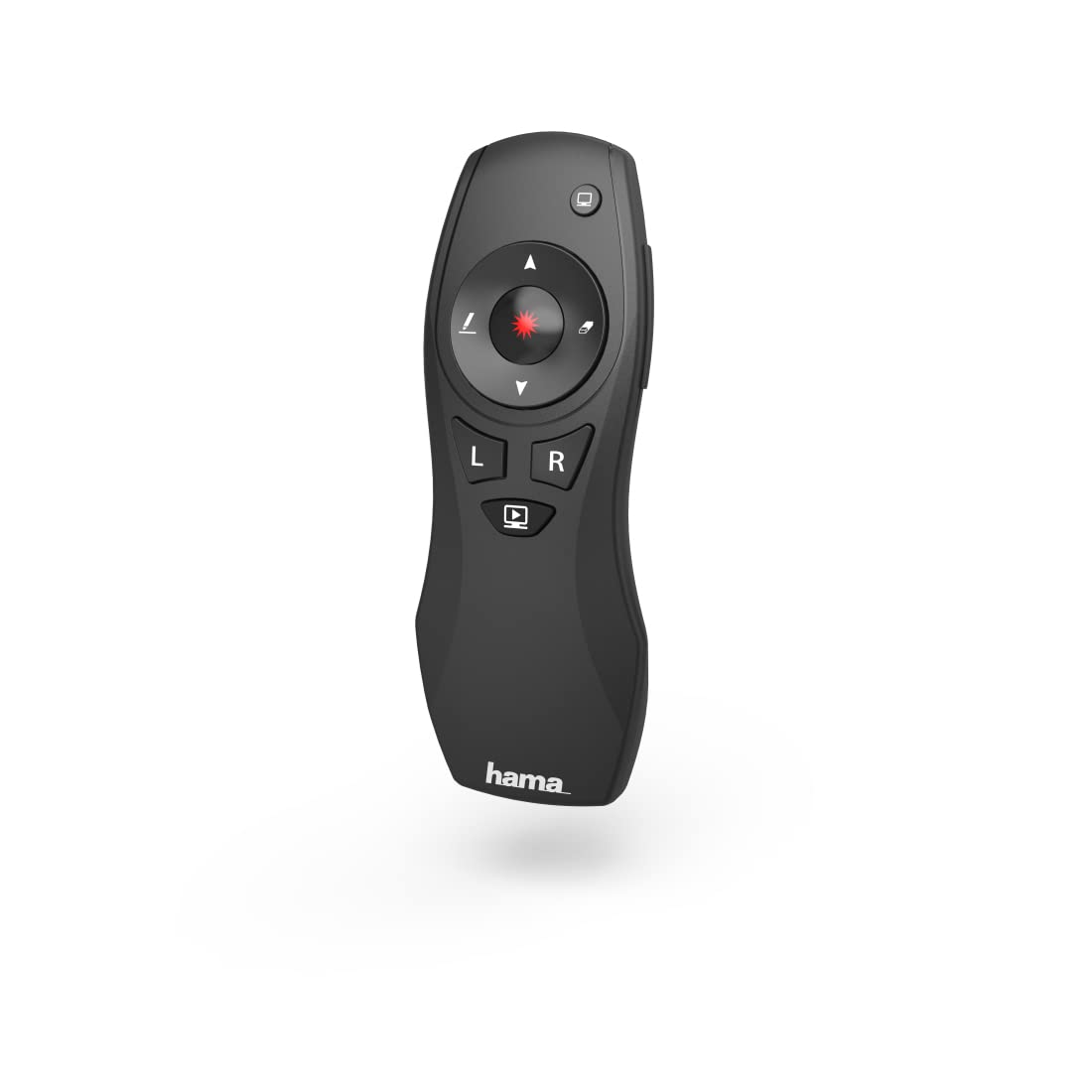 Hama Wireless Presenter roter Laserpointer, Air Maus, digitaler Stift (Fernbedienung Powerpoint Präsentation 15m Reichweite 2,4 GHz mit Lautstärkeregelung, Full-Screen, Black-Screen, inkl. Batterien)