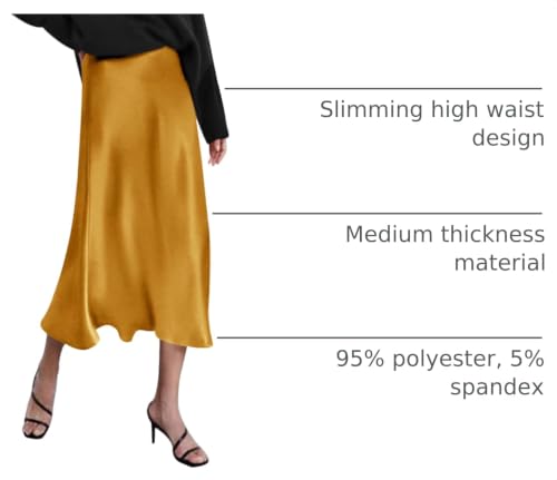 Image of Zeagoo Skirts for Women High Waist Skirt Elegant Midi Skirt Satin
