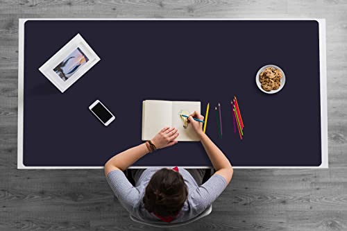 Sous-main de bureau bleu marine 120x60cm en vinyle uni pour protection et espace gaming