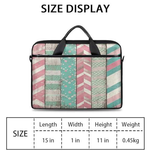 Funda para laptop de 15 pulgadas con diseño geométrico y patrón de tablero de madera, maletín delgado para hombres y mujeres, con correa ajustable para hombro, ideal para oficina, trabajo y viajes miniatura 2