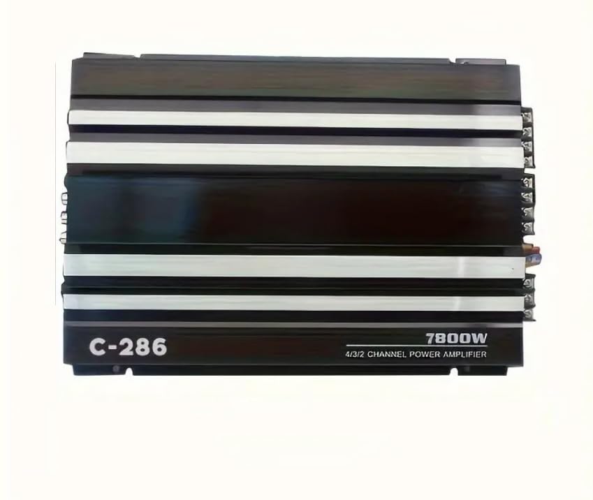 12V 4-Channel Car Power Amplifier, High-Performance Universal Fit Audio System, 3800W Hardwired Room Electrical Operation, 36V Max Operating Voltage C-286