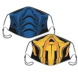 2PCS Mortal Kombat Face Mask Men Women's Washable Face Mask with Adjustable Earloops Balaclava Face Cover 3-2-Pack